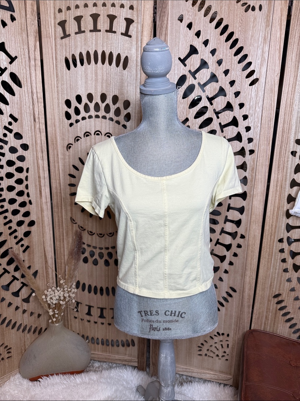 Levi's Pale Yellow Scoop Neck Short Sleeve Top